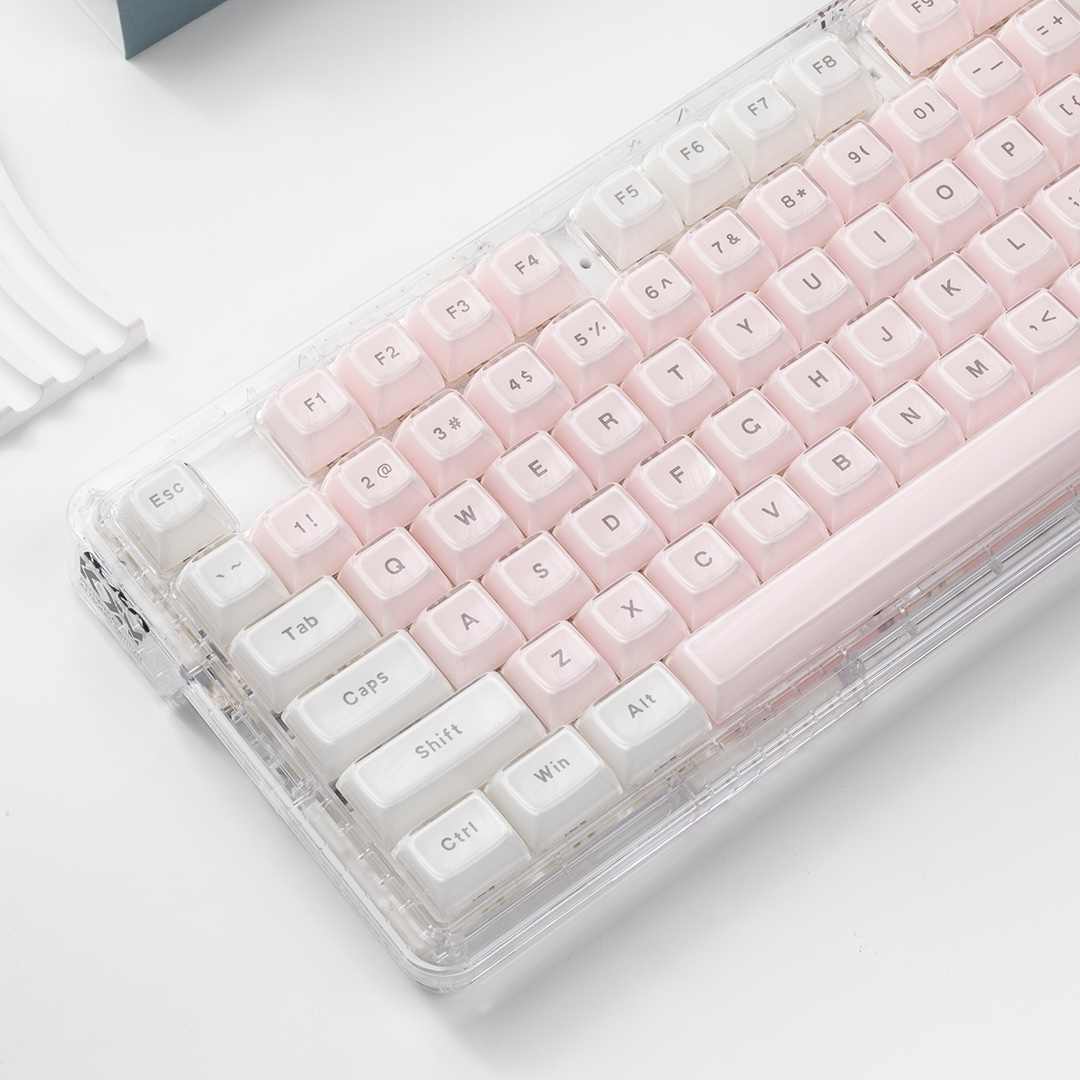 Pc Gaming Pink - Clavettes transparentes en cristal rose et